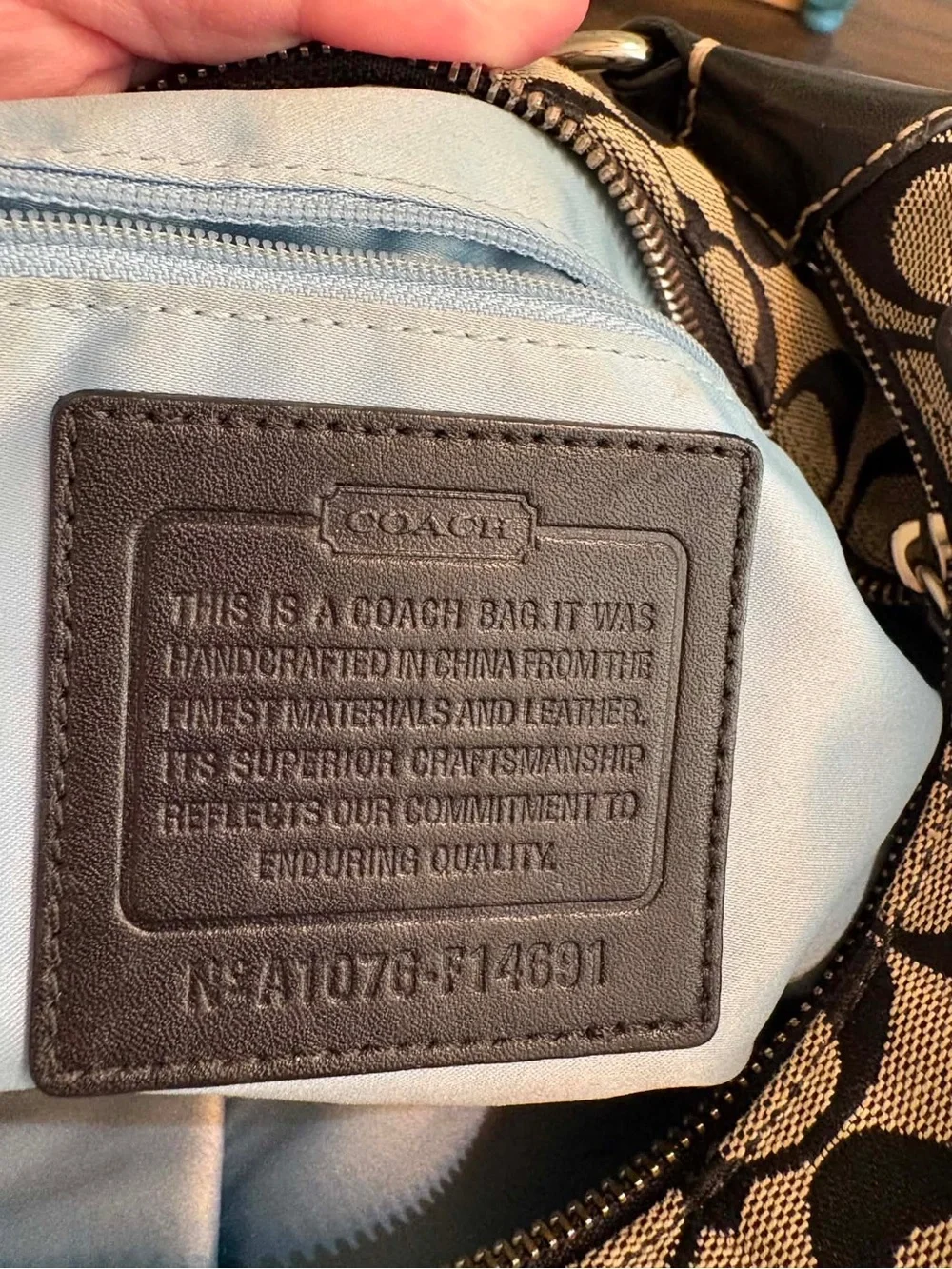 Coach Signature Jacquard Hobo in Black and Grey Y2K